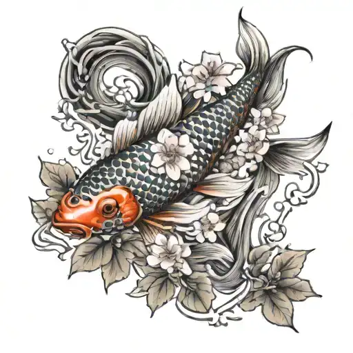 Koi Fish Cherry Blossom Tree