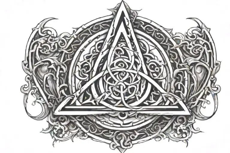 Gothic Triquetra Front And Center Surrounded