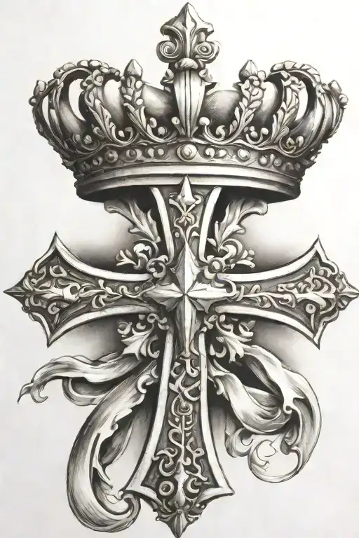 Christian Cross With Crown