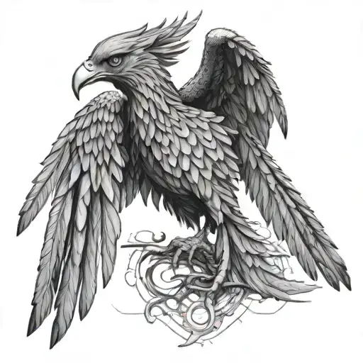Design A Realistic Phoenix With A Blueprint Of A Civil Engineering Structure In Its Talons
