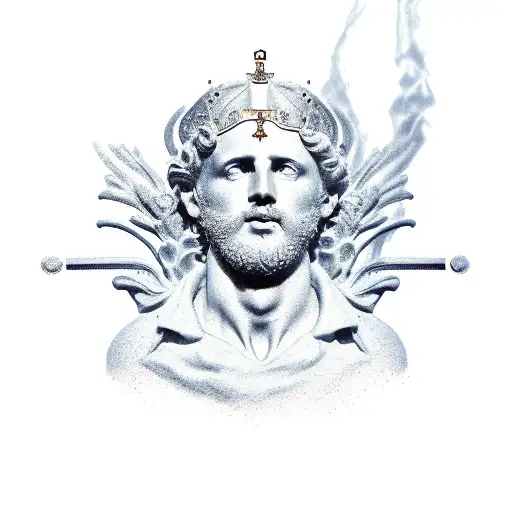 Greek Statue Holding A Melting Crown In Its Hand