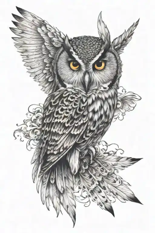 Owl Side View Wings In Front Of Face In Water