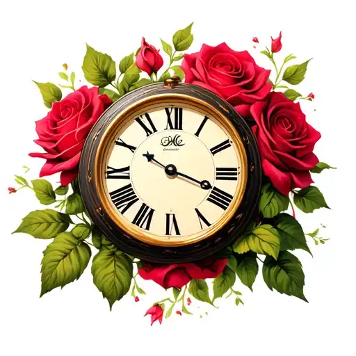 Clock With Roses