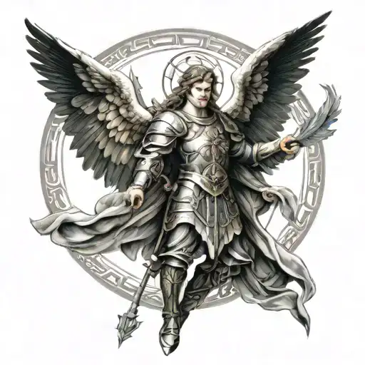 The Archangel Michael Holy Beautiful In A Circular Shape