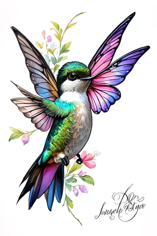 Hummingbird Kissing A Fairy