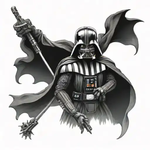 Full Body Darth Vader With Little Anakin Skywaker Shadow