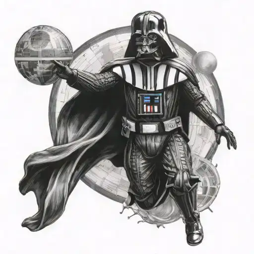 Full Body Darth Vader With Death Star