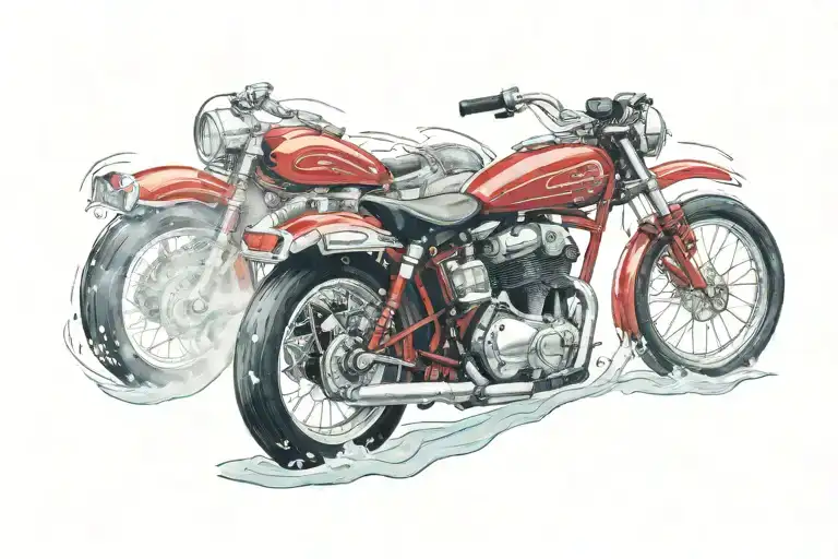 Red Race Motorbike And Water