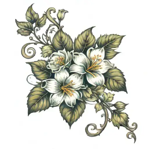 Flower Vine That Stretches Over A Thigh