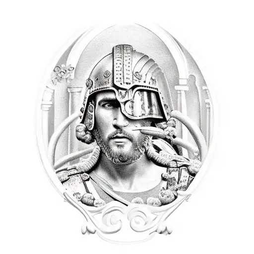 Roman Soldier In Garden Of Flowers