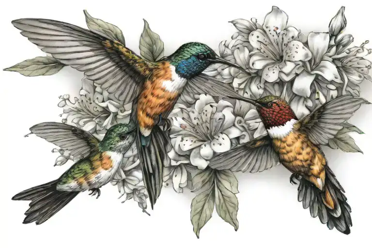 Honey Suckle Humming Bird Honey Bee