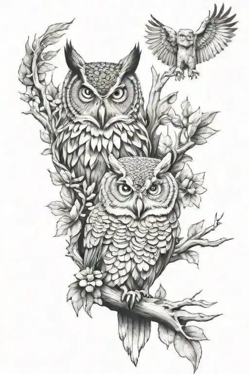 Ya Owl And Wolf Tattoo On Forearm