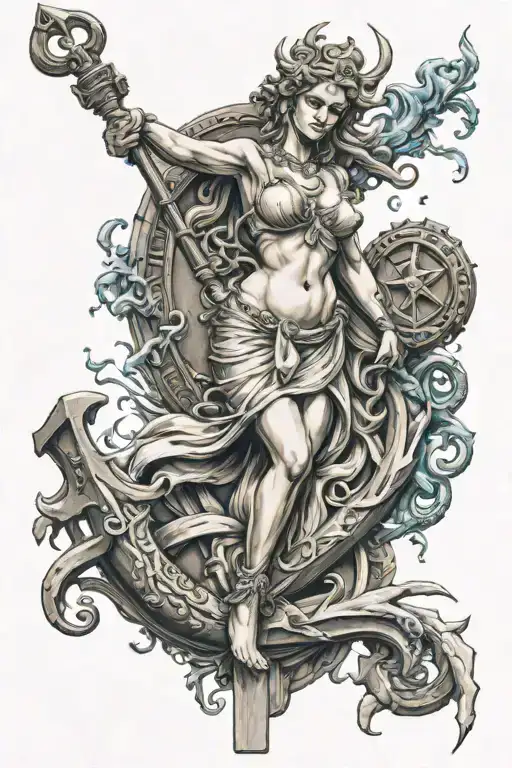 Anchor Destroying A Statue Of The Goddess Of The Sea