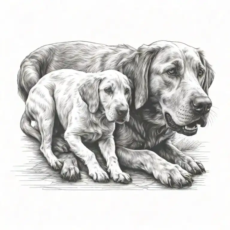 Labrador Playing With Young Spaniel