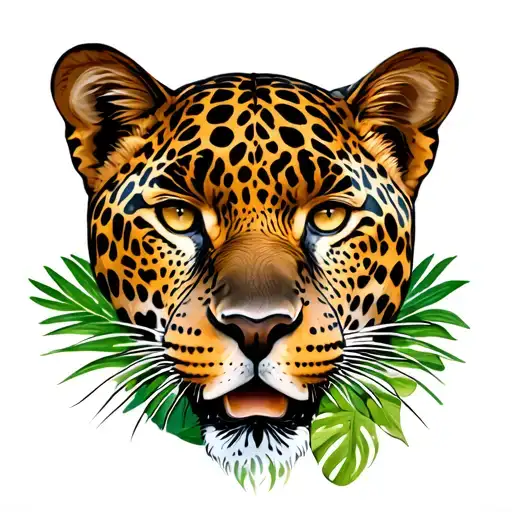 Jaguar With Jungle Background