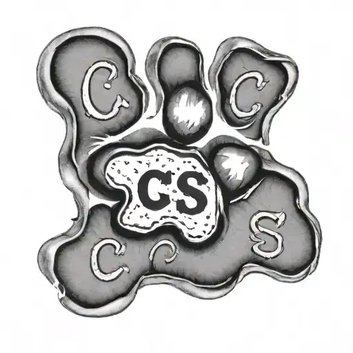 Cat Paw Print Inside A Dog Paw Print With The Letters C And S In A Heart