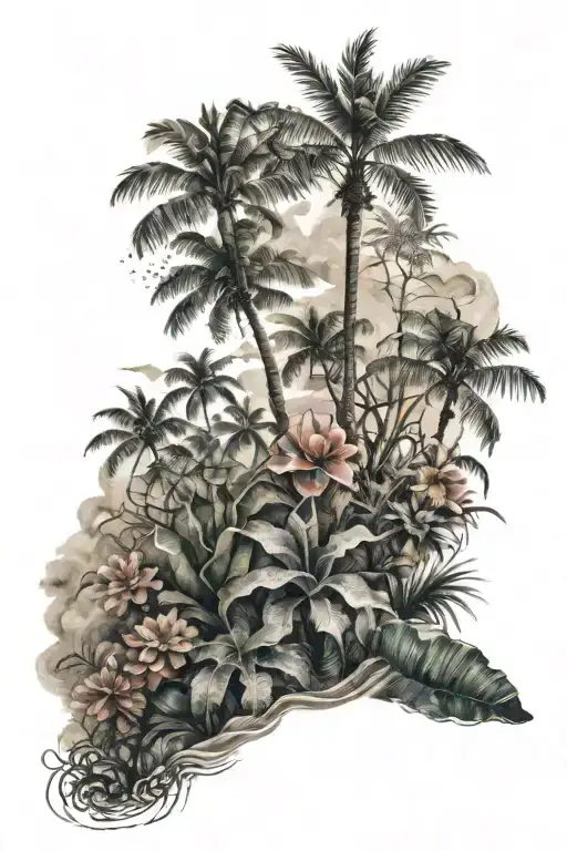 Coral Reef And Palm Tree