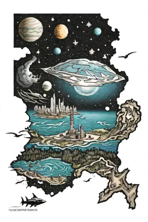 Lake Michigan And Space Surrounded