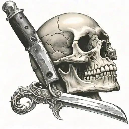 Skull And Knife Stuck