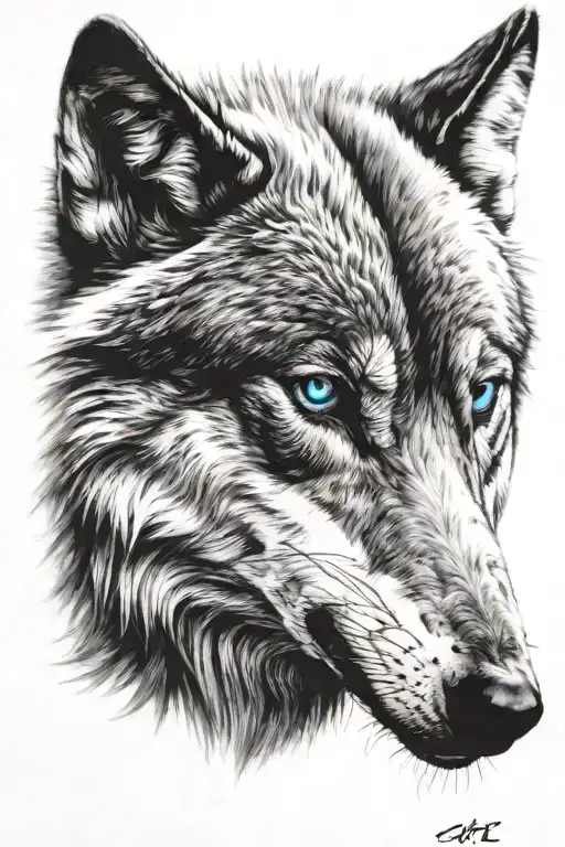 Wolf With Blue Eyes