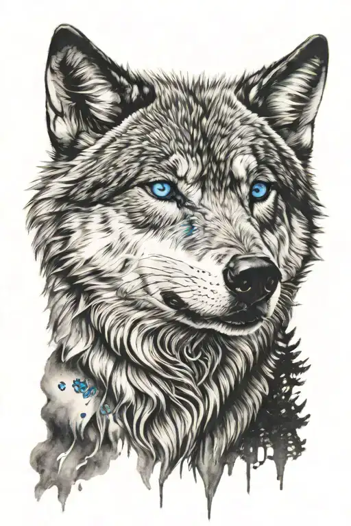 Wolf With Blue Eyes