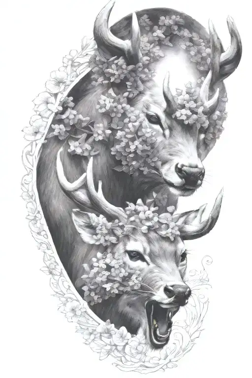 Whitetail Deer Wrapped In Lilacs