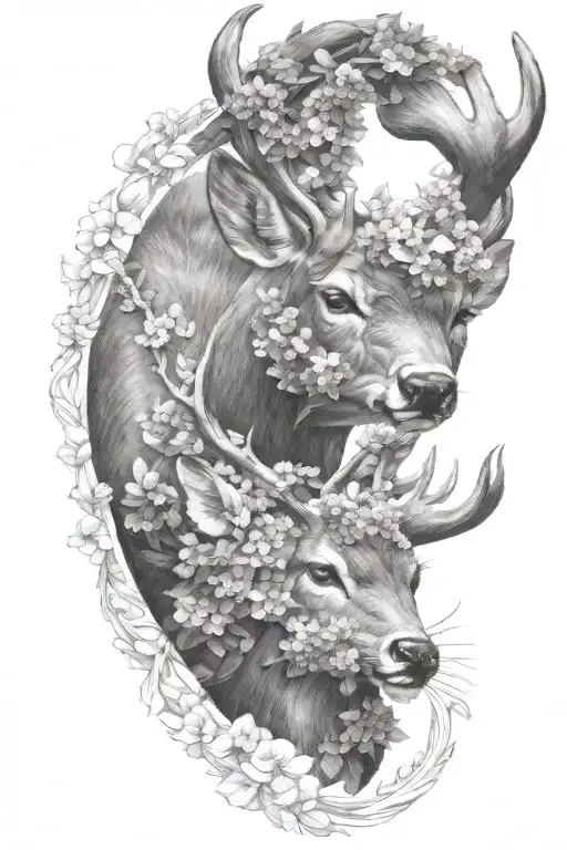 Whitetail Deer Wrapped In Lilacs