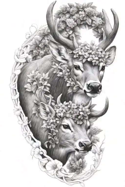 Whitetail Deer Wrapped In Lilacs