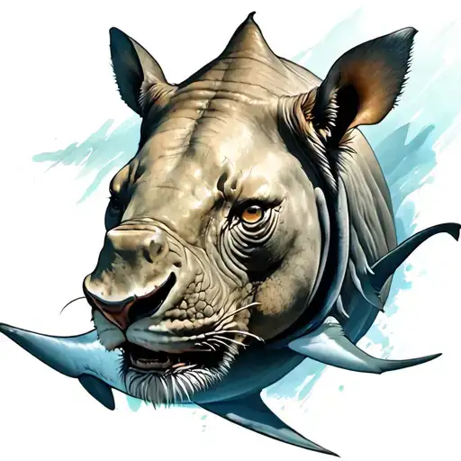 Mythological Creature Melange De Lion Rhinoceros Bauits-souris Et Shark