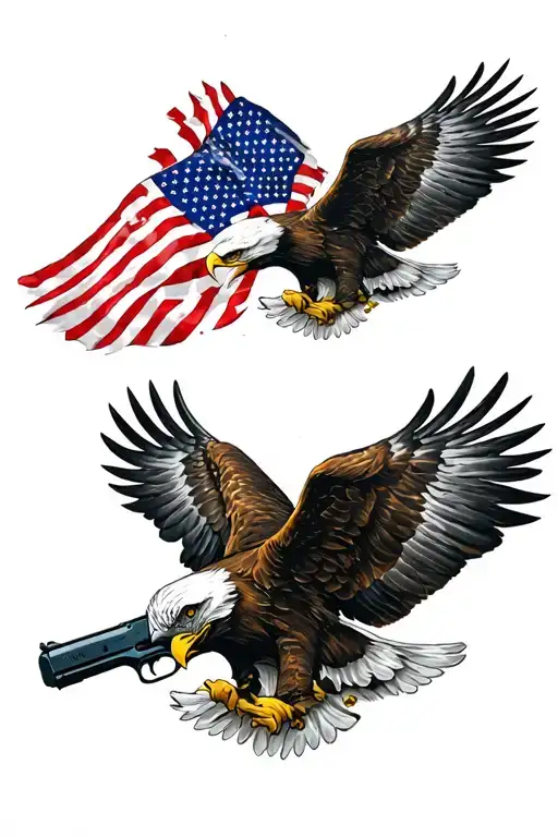 Eagle American Flag Gun Shooting