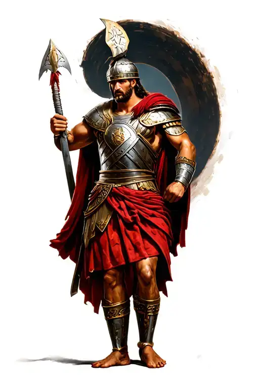 Roman Gladiator Standing Triumphantly