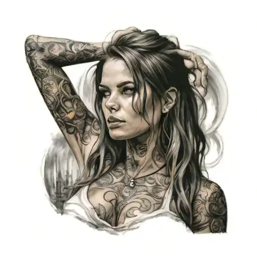 Hot Girl With Background Of Cool Shit