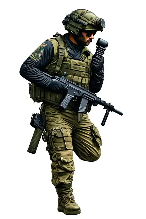 Speacial Force Agent With A M16 Gun Standing From The Side