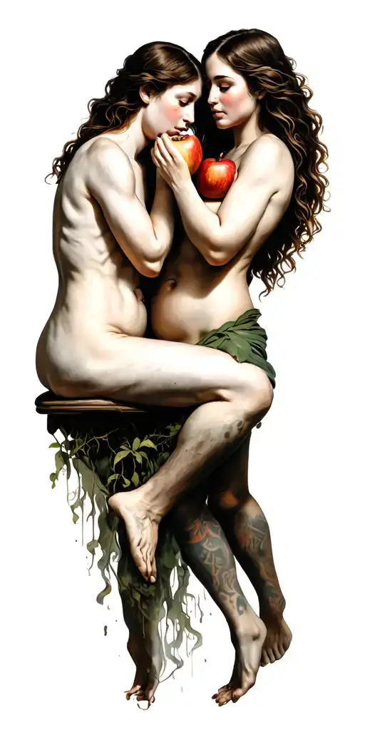 Adam And Eve Eating The Apple