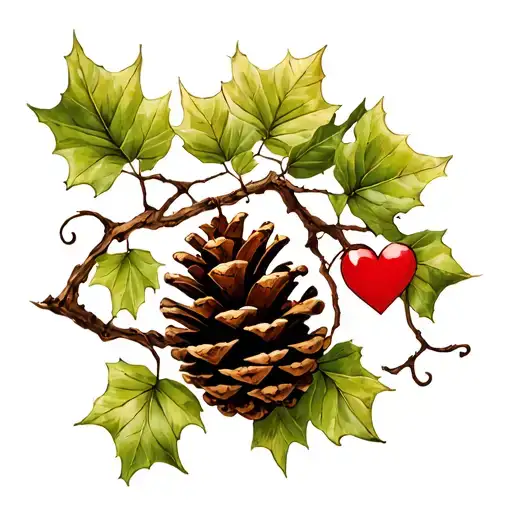 Pinecone With Vine And Heart