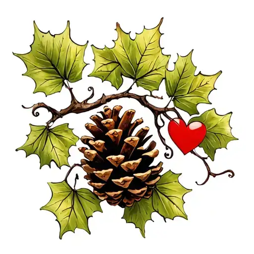 Pinecone With Vine And Heart