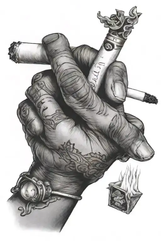 Black Woman Hand Holding Cigarette