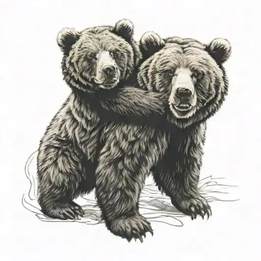 Grizzly Bear Holding Each Other