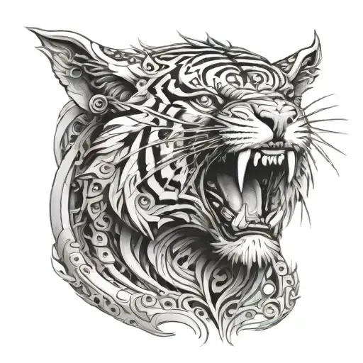 Biomechanical Polynesian Mythical Tiger Tattoo Feral Look