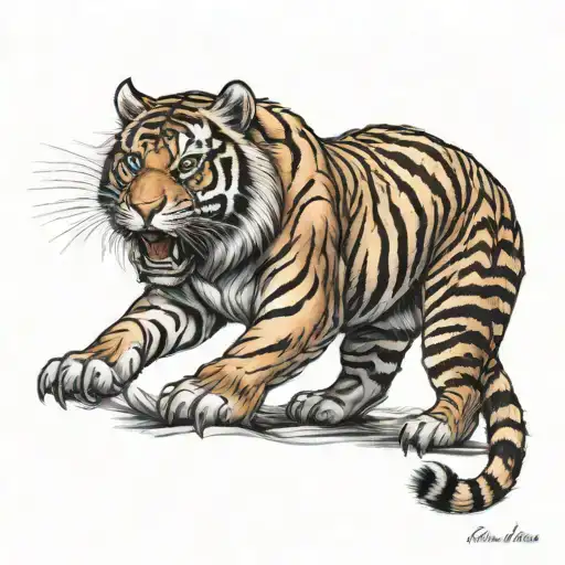 Biomechanical Polynesian Mythical Tiger Tattoo Feral Look