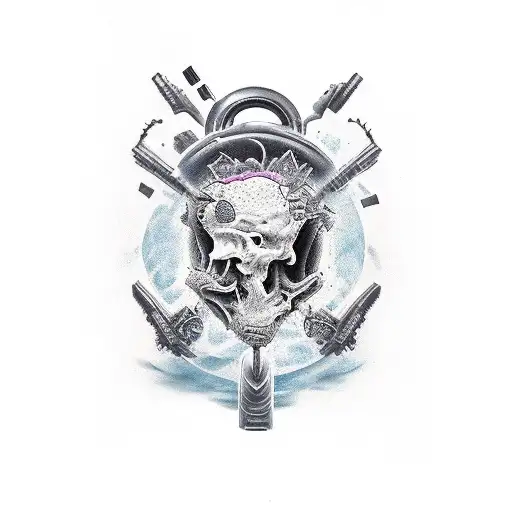 1 3D Tatto With A Dead With Scyte Who Came From A Scar