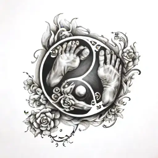 Twin Baby Feet Yin Yang Symbol