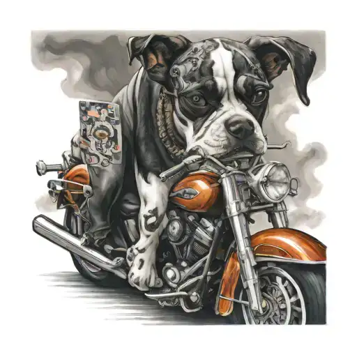 Poker Harley Davidson Biker Riding Dog