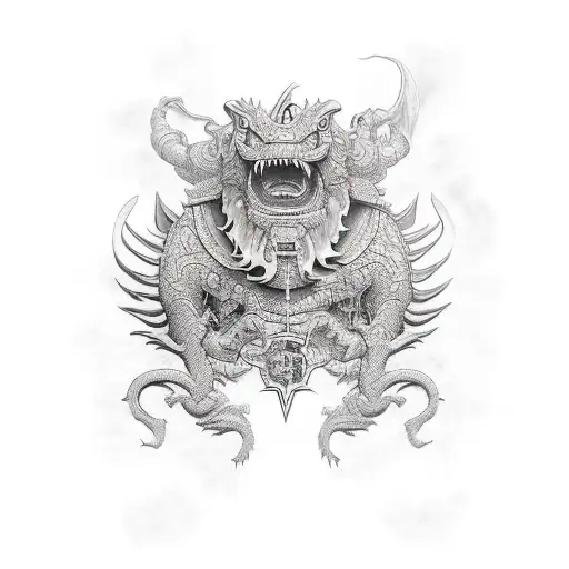 Samurai With Japanese Dragon