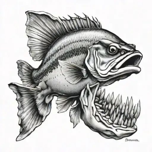 Bass Fish With Some Bones Emerging