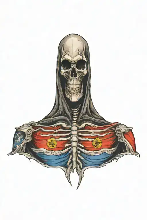 Grim Reaper Half Mexican Flag Half Texas Flag Ripping Out Of Chest