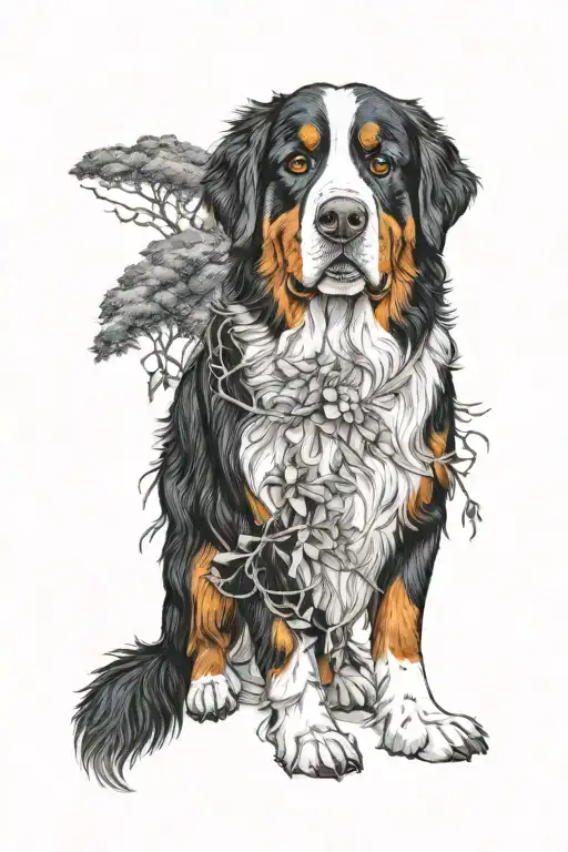 Bernese Mountain Dog Willow Tree Intertwined