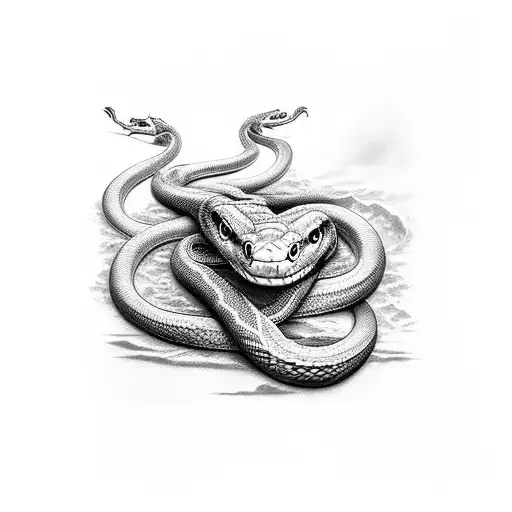 Snake Eating Itself Around Waist