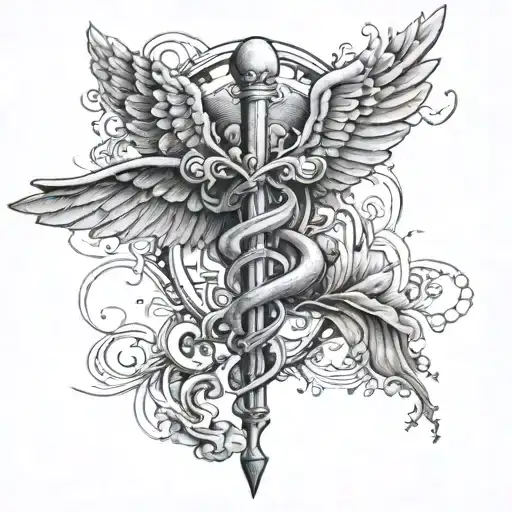 A Caduceus Symbol With A Subtle Nod To The Number '15'