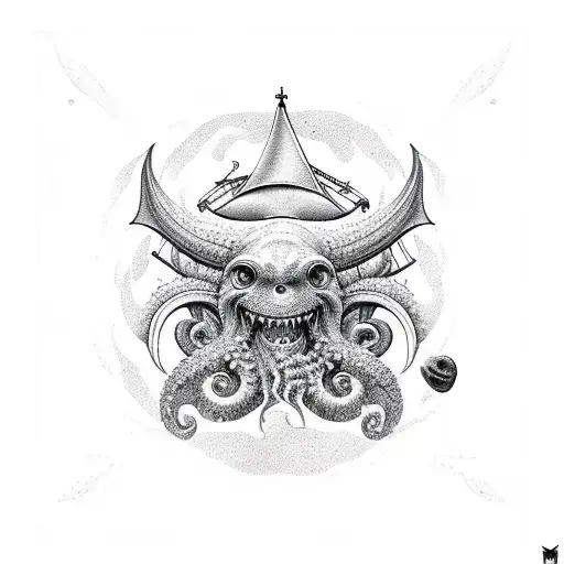 Kraken Attacking A Sailboat